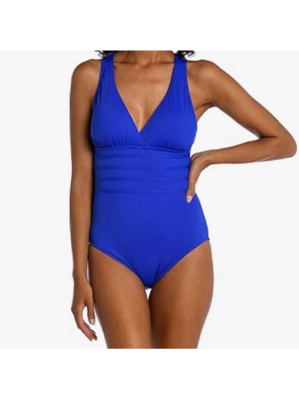 La Blanca Island Goddess One Piece Swimsuit Blue Size 8 Multi-Strap Cross back